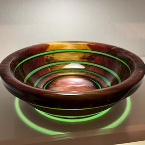 3-Green 4 ring bowl made with cedar and epoxy