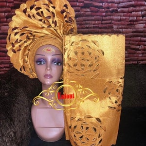 Nigerian lasercut autogele Asooke / Aso Oke / Aso-oke / Aso-ebi / Asoebi - available in various colours