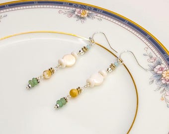 Stacked Boho Dangle Earrings, Handmade Casual Bohemian Gifts for Her
