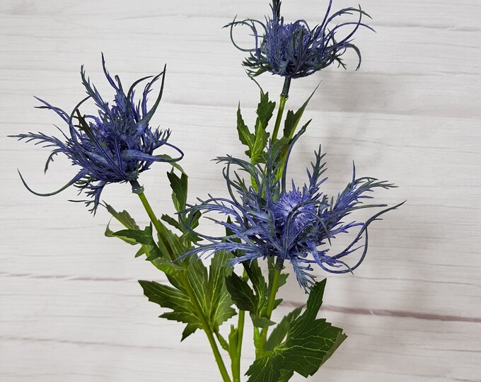 Artificial Sea Holly, Blue Wild Eryngium, Artificial Blue Flower, Silk