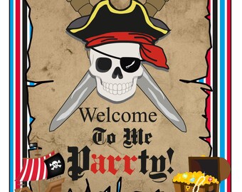 Welcome to Me Parrty Sign Instant Digital Download Pirate Birthday Party