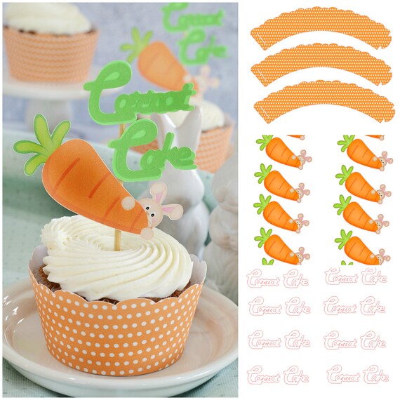 Easter Carrot Cake Cupcake Set Easter Party Supplies Easter Etsy