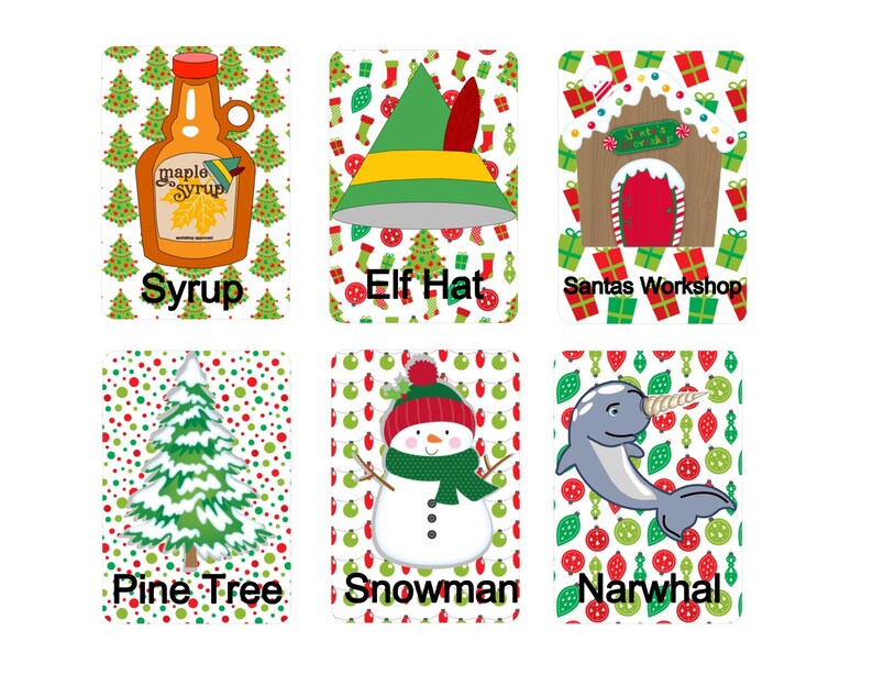 Christmas Party Kids Match Memory Game Instant Digital Download Elf