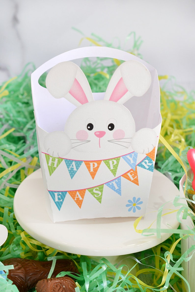 Easter Party Supplies Easter Bunny Party Favor Easter Decorations,Easter Place Setting Decor Happy Easter White Rabbit Basket Party Favor