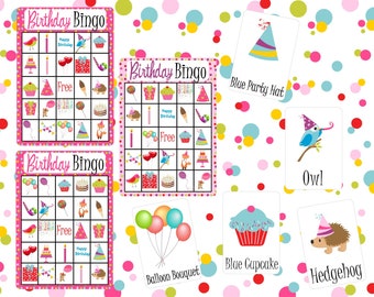Pretty In Pink Birthday Party Bingo Game Instant Digital Download Kids Birthday Party Supplies