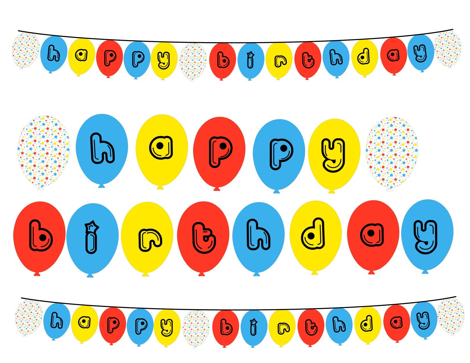 Happy Birthday Balloon Banner Instant Digital Download County Etsy UK