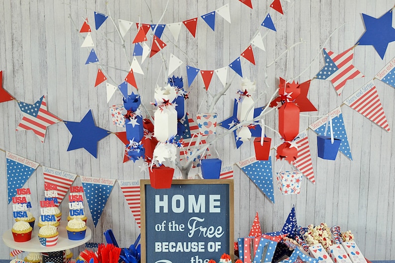 Mini Red White and Blue Banner 4th of July Garland Memorial Day Banner Patriotic Bunting 4th of July Banner 4th of July Bunting