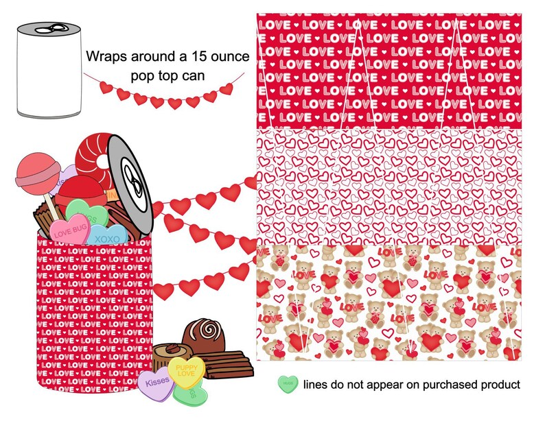 THREE Valentine Party In A Can Wrapper Instant Digital image 1