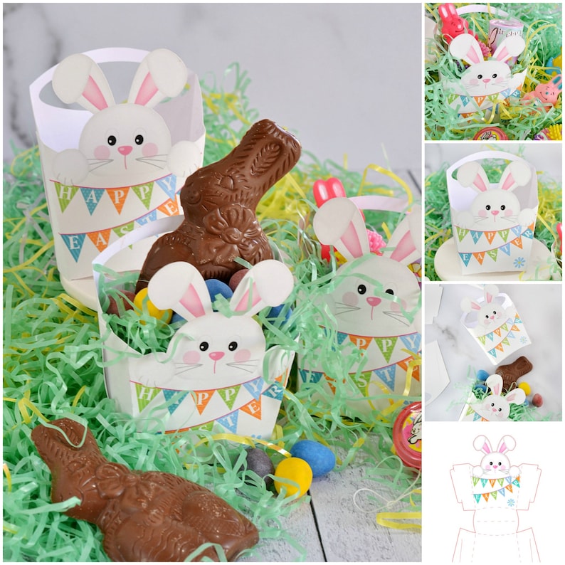 Easter Party Supplies Easter Bunny Party Favor Easter Decorations,Easter Place Setting Decor Happy Easter White Rabbit Basket Party Favor
