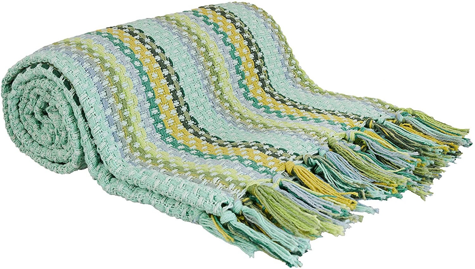 Cotton Throw Blanket 65x50 Green Beautifully Knitted Chevron Etsy