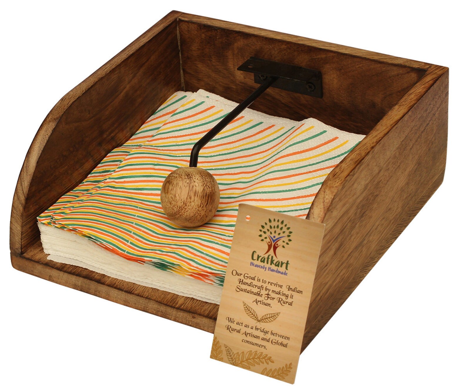 Wooden Napkin Holder Organizer with Weighted Arm Wood Paper Etsy