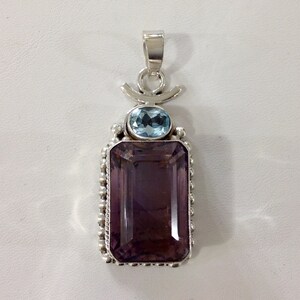 Amethyst with Blue Topaz Sterling Silver Pendant