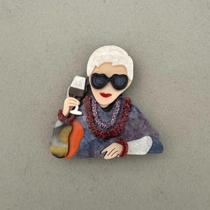Drinking Woman Needle Minder-  Needle Dock-Brooch-Magnet-Stitching Accessory-Sewing Tool-Gift for Stitcher-Stitching Must Have