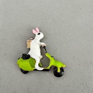 Rabbit on a Scooter Needle Minder- Needle Dock-Brooch-Magnet-Stitching Accessory-Sewing Tool-Gift for Stitcher-Stitching Must Have