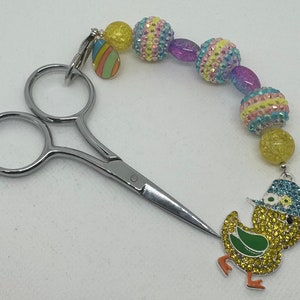 Easter Chick Rhinestone Scissor Fob: Spring Sewing Accessory