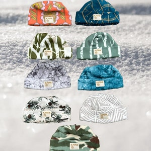 PRINTS : Fleece Hat, Fleece Beanie, Handmade Hat, Fleece Winter Hat, Winter Hat