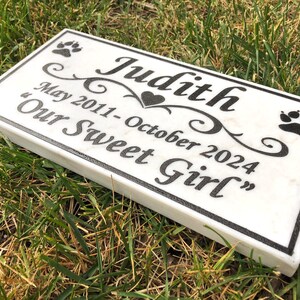 Custom Engraved Pet Tombstone|Black/Gray/White Color Grave marker| Pet Headstone outdoor/indoor|Memorial Plaque| Marble Pet Memorial-12&quot;x6”