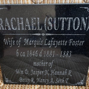 Black Granite Memorial Engraved sign 12&quot; x 12&quot;, Personalized, Engraved