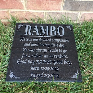 Black Granite Memorial Engraved sign 12&quot; x 12&quot;, Personalized, Engraved granite