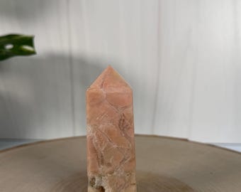 Pink Agate Tower with Druzy Veins | Blush Patterning | 3.3 Inches Tall