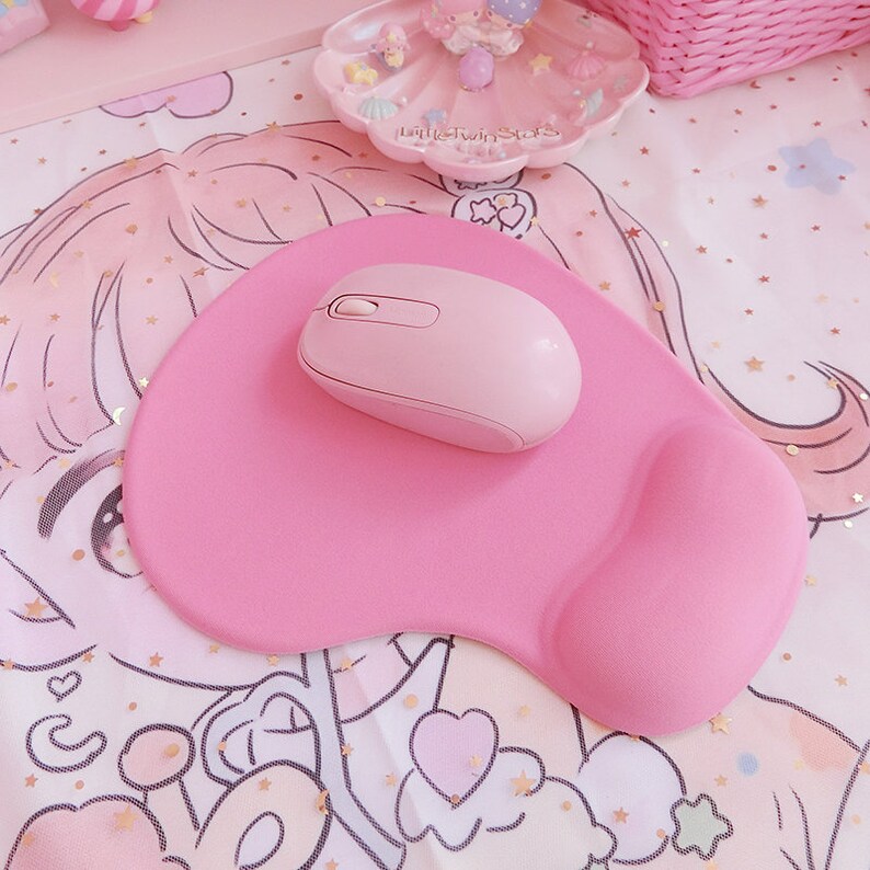 Pink Mouse Pad with Wrist Rest YooBo Etsy
