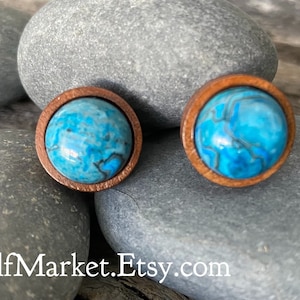 blue agate stud earrings