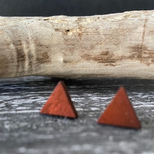 triangle minimalist wood stud earrings