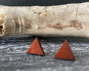 triangle minimalist wood stud earrings