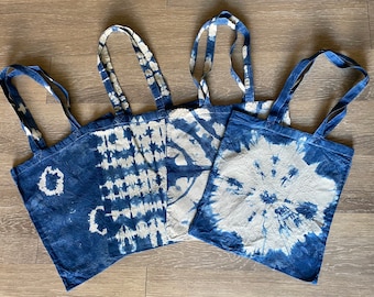 shibori indigo market bags | 100% organic cotton | 15x16 bag