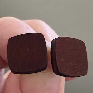 square minimalist wood stud earrings