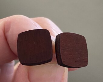 square wood stud earrings