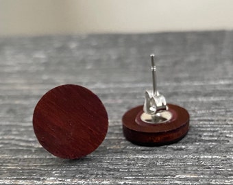 circle minimalist wood stud earrings