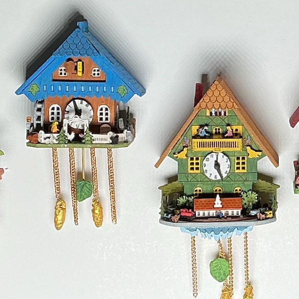Cuckoo clock, finished, 1/12, 1/2, 1/4 scale, tiny chalet cottage, traditional German style, black forest, painted