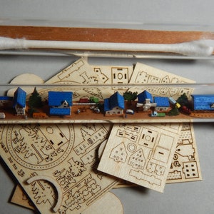 Micro villages, DIY, KIT,  glass tube, animals, people 2 sizes, 2000, 4000 scale houses