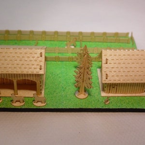 Miniature, 450 Scale, KITS, Houses, Trees, Fence, Wood, Unpainted, Do ...