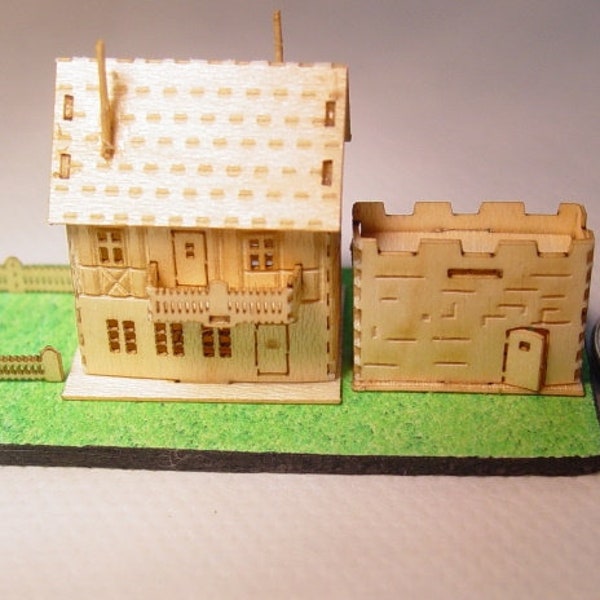 Miniature 450 scale, KIT, do it yourself, buildings, chapel, farm, animals, houses