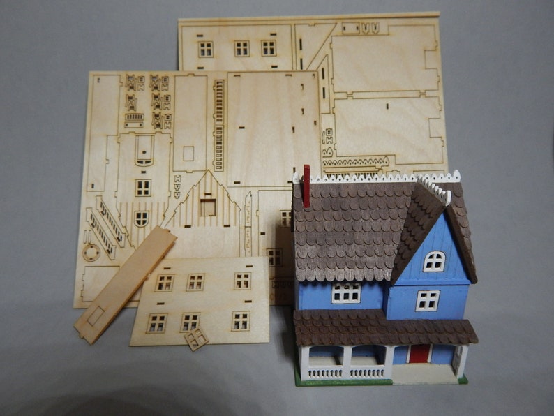 Miniature, KIT, house with veranda, 144th, 288, 450, 1000, 2000, 4000 image 1