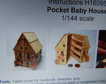 Pocket babyhouse, KIT, 144 scale, complete with furniture, wallpaper, shutters, window boxes, and many extras