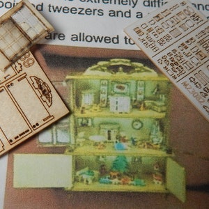 Doll house cabinet, KIT, 144th scale, DIY, three floors, room box included, 1000 scale furniture, toys, do-it-yourself, very challenging
