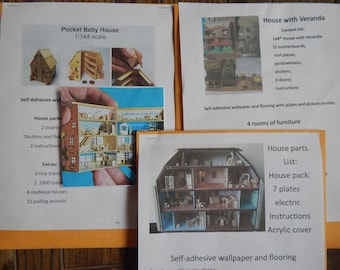 144 house KITS, complete, wallpaper, many rooms of furniture, do it yourself