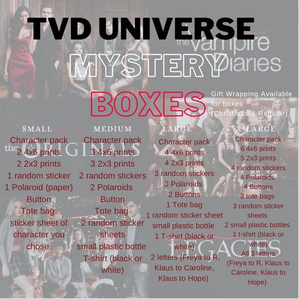 TVD Universe Mystery Boxes|TVD, The Originals, Legacies| Christmas Gift, Custom