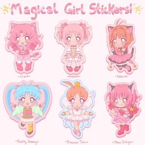 Magical Girl Stickers: Madoka Magica, Cardcaptor Sakura, Pretty Sammy, Princess Tutu, Tokyo Mew Mew