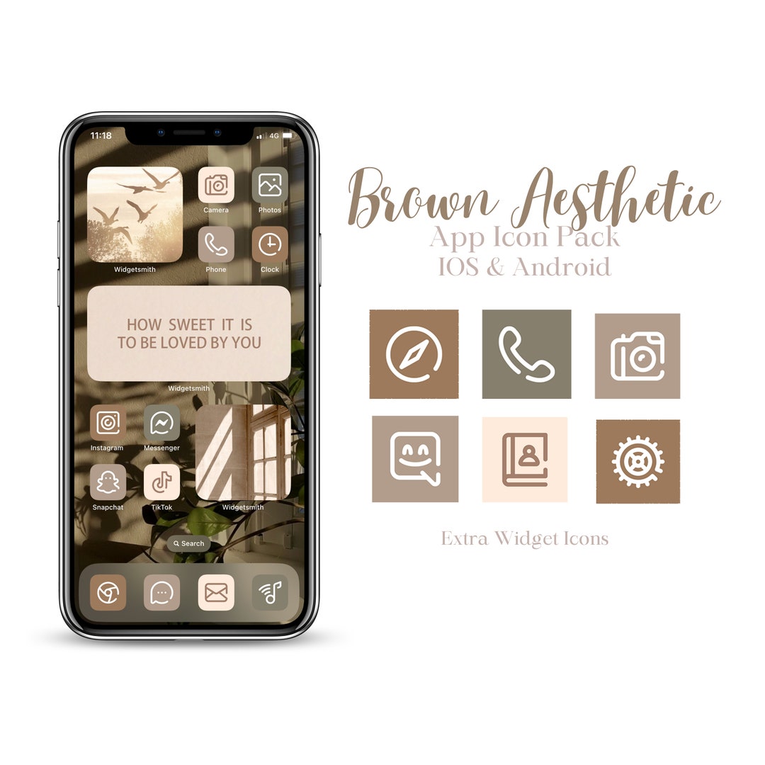 Brown Aesthetic Ios App Icons Pack | Brown Tones and Shade Widgets for ...