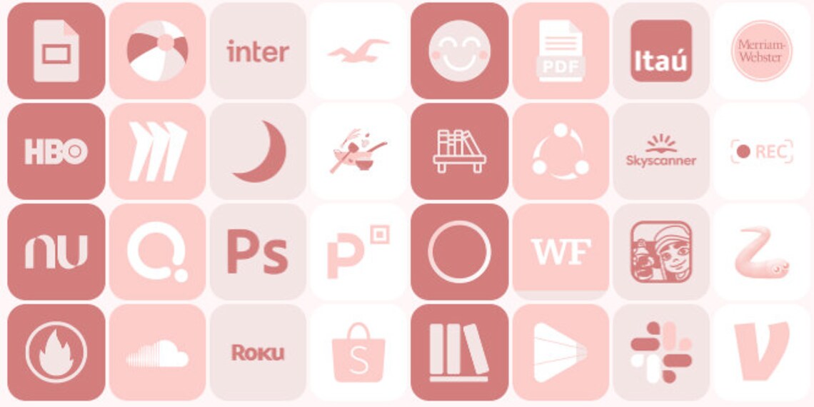 Pink Aesthetic Ios App Icons Pack | Rose Tones Widgets for iPhone ...