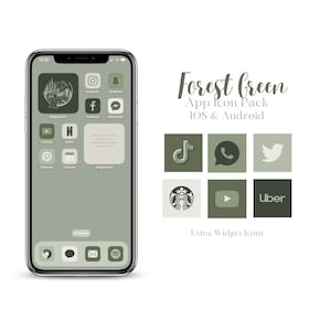 Green Aesthetic iOS App Icons Pack | Green Tones and Shade Widgets for iPhone | Light, Dark Green iOS & Android Theme for Phones