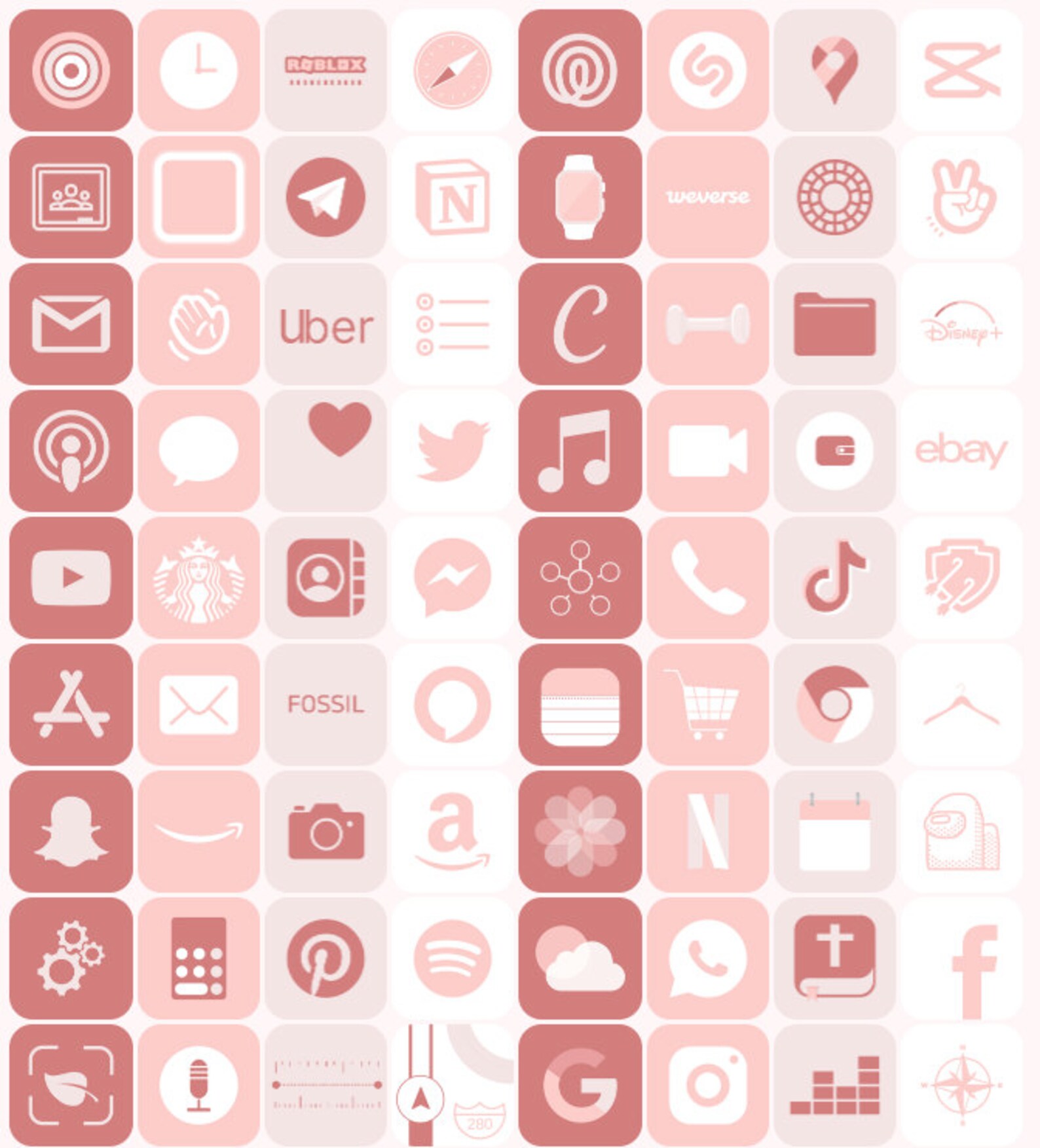 Pink Aesthetic Ios App Icons Pack | Rose Tones Widgets for iPhone ...