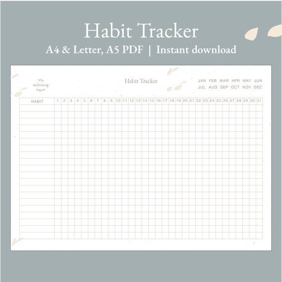 Habit Tracker Printable &amp; Digital A4 A5 LETTER Habit | Etsy