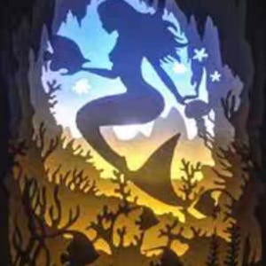 mermaid -  Light box Template, Paper Cutting Template, Shadow box PDF, Light box PDF Files