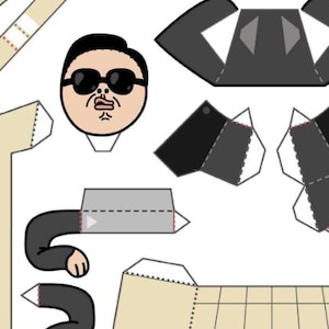ʕ•ᴥ•ʔ Interactive Printable DIY Paper Gangnam style Keyboard Cat Papercraft Template, 3D Origami, Fun Digital Download PDF for Kids & Adults