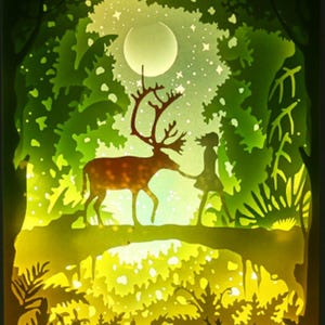 deer -  Light box Template, Paper Cutting Template, Shadow box PDF, Light box PDF Files